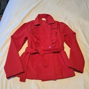 Crazy 8 girls Cheery Good Friends red belted coat size Large 10-12
